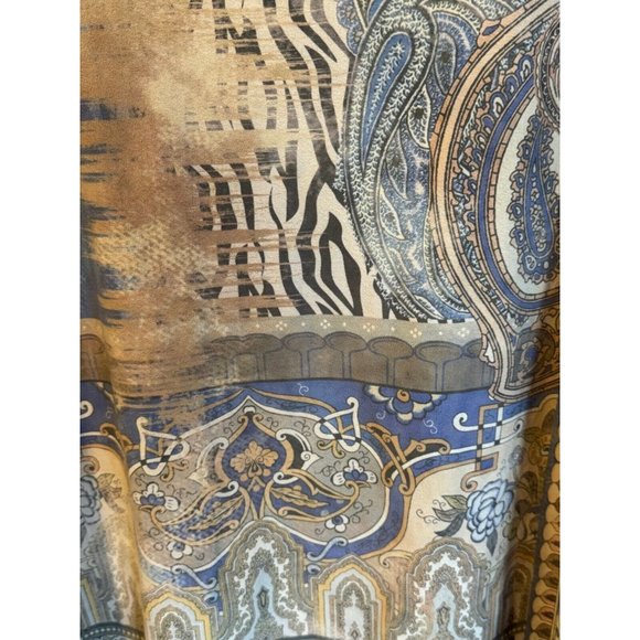 Chicos Size 1 Faux-Suede Inset Shirt Blouse Top Paisley 3/4 Sleeves Medium 8 - Picture 3 of 9